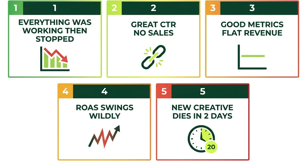 Five common Meta ads failure patterns and how to diagnose them