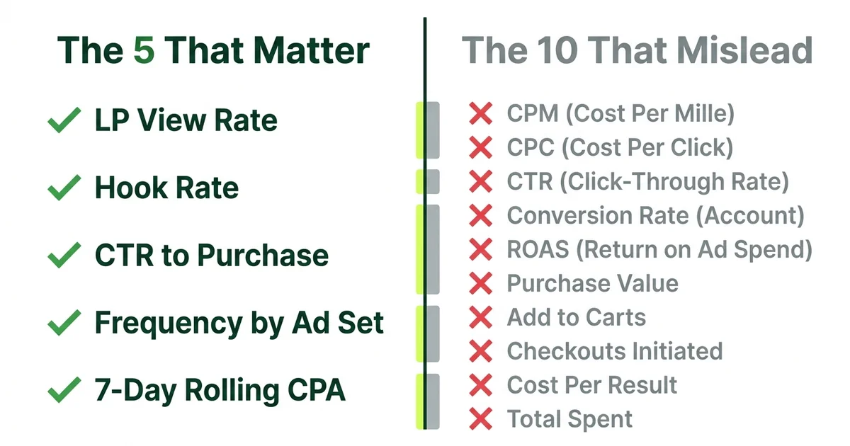 The 5 Meta Ads metrics that matter vs the 10 that mislead