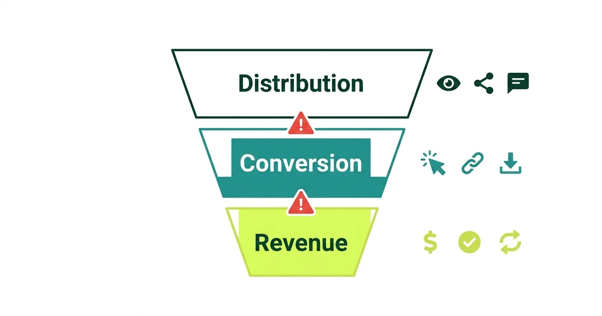 The Three-Layer Diagnosis Framework — Distribution, Conversion, Revenue